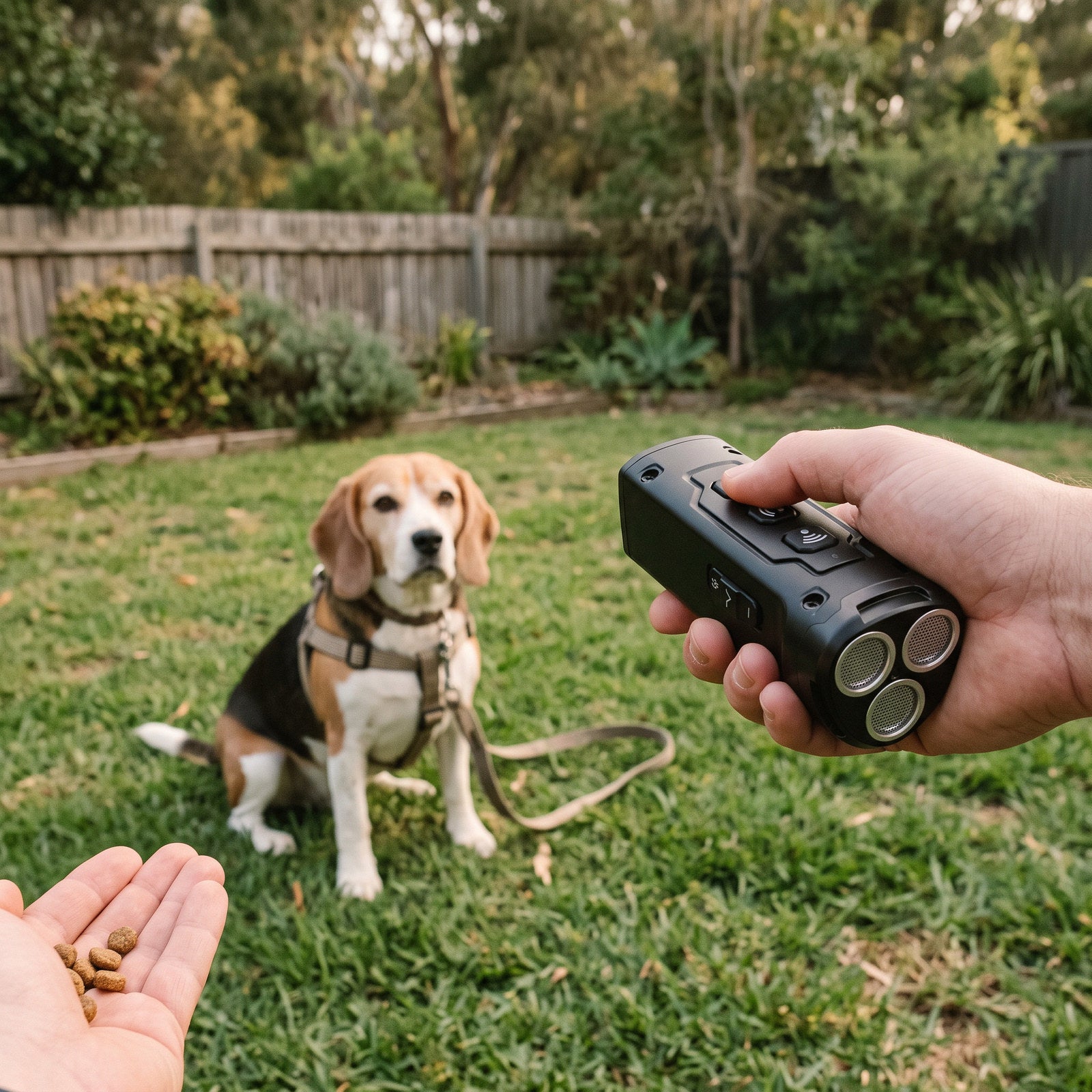 Black Quiet Trail trainer during garden training